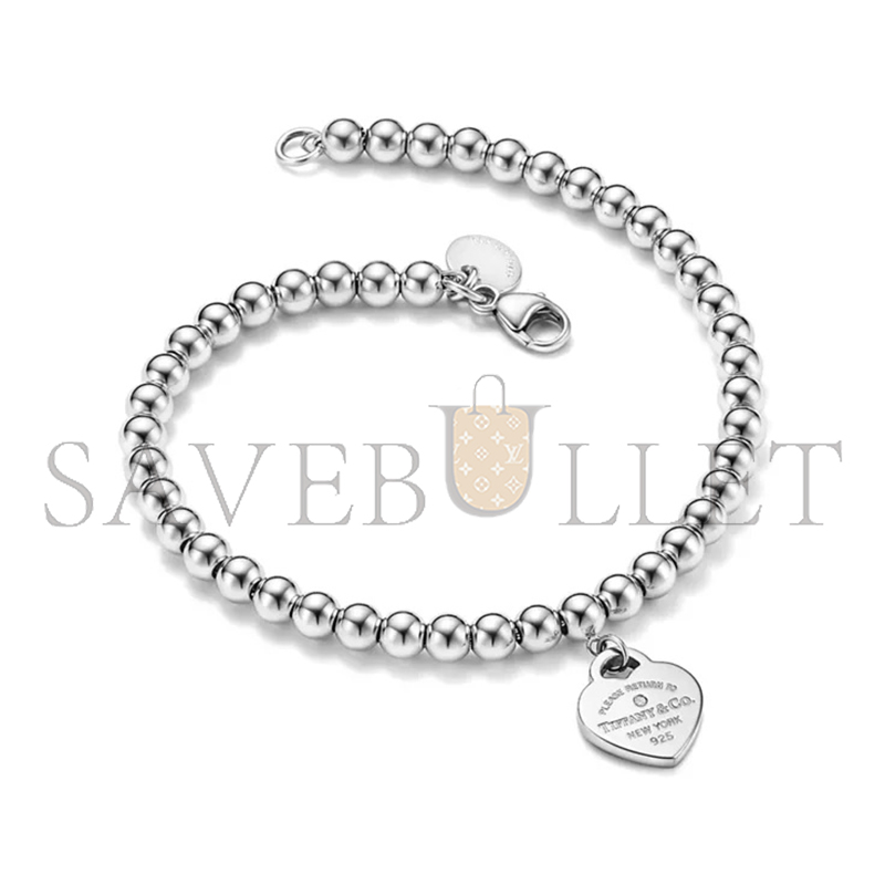 TIFFANY RETURN TO RED MINI HEART BEAD BRACELET IN SILVER WITH A DIAMOND 4 MM 70299607
